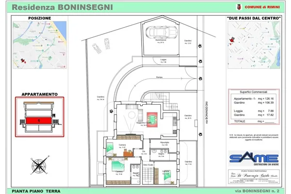 Tavola tecnica della Residenza Boninsegni a Covignano