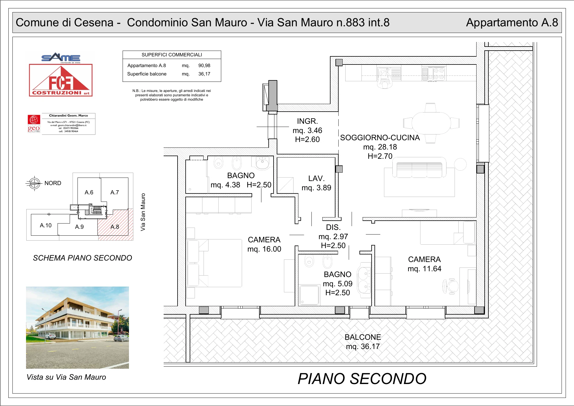 Planimetria appartamento 8 della residenza in via San Mauro a Cesena