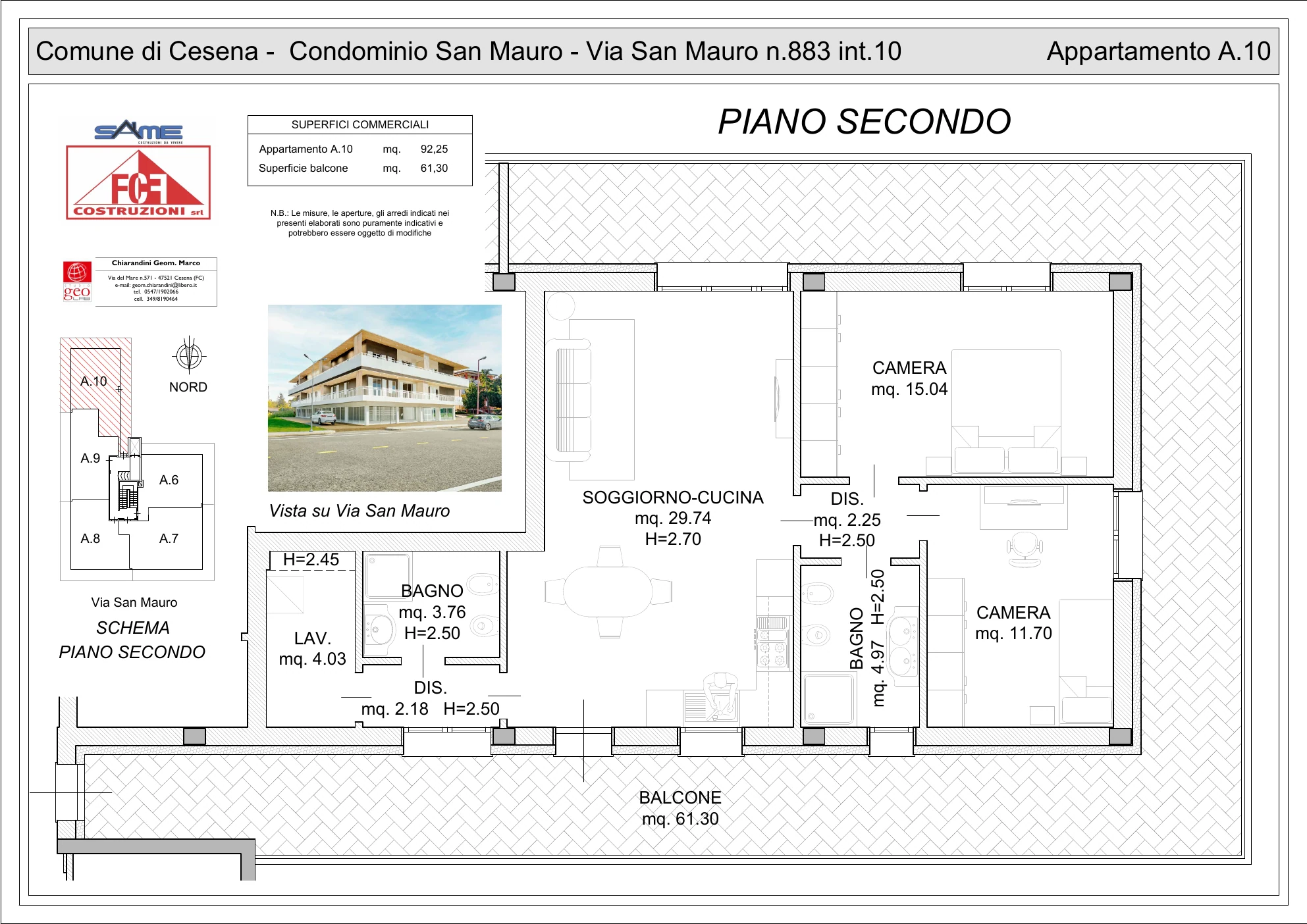 Planimetria appartamento 10 della residenza in via San Mauro a Cesena