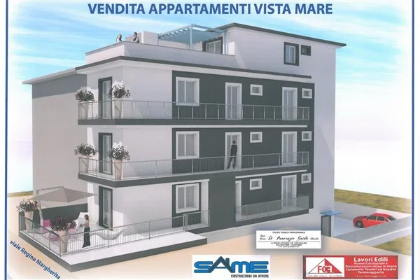 Render di progetto della residenza in via Regina Margherita a Rimini