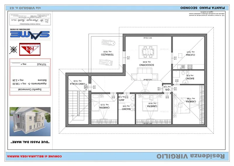 Planimetria di un appartamento della Residenza Apuleio a Igea Marina