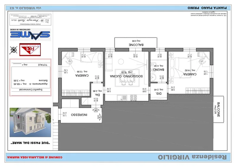 Planimetria di un appartamento della Residenza Apuleio