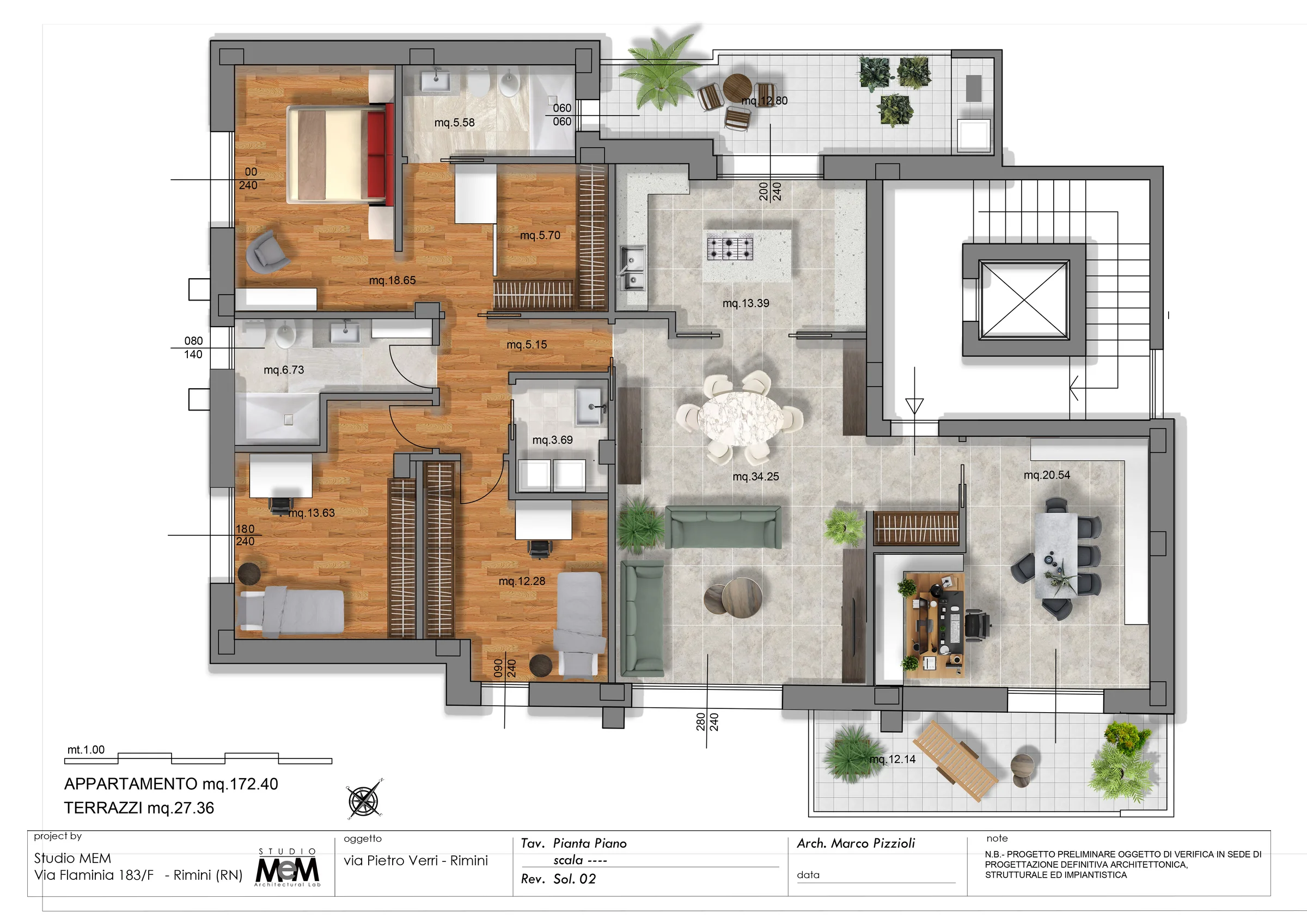 Variante con quattro camere per la Residenza Verri